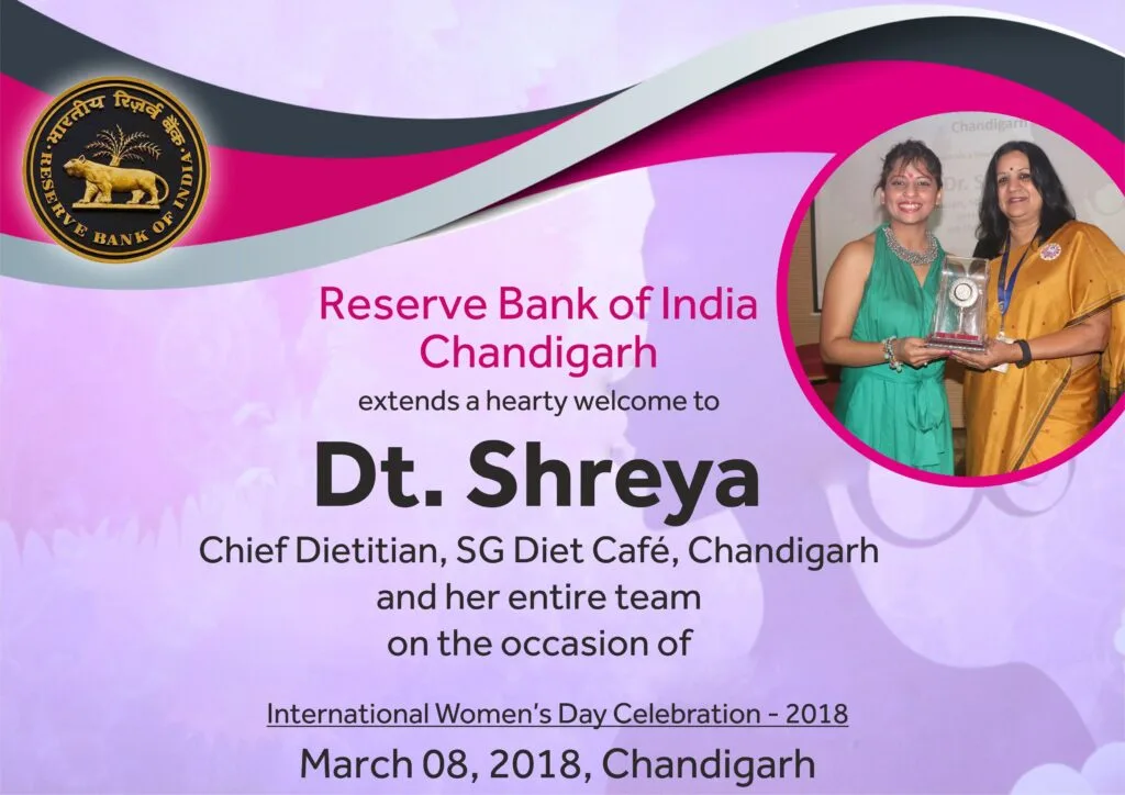 Dietitian Shreya award recognition