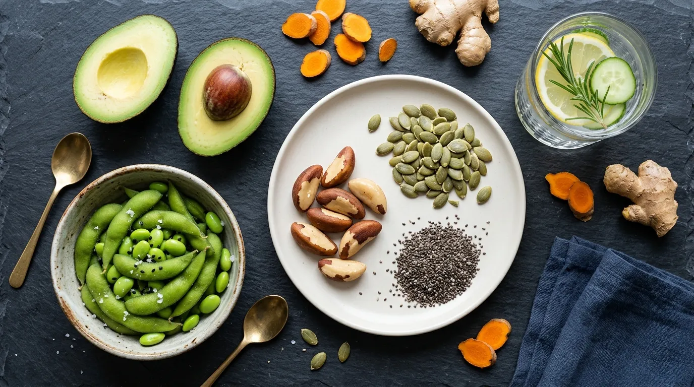 Selenium and zinc rich nuts, seeds, and wholesome foods for a thyroid diet plan